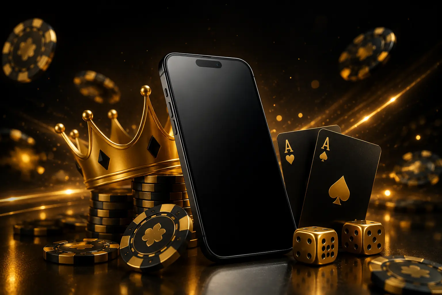Ilustrasi platform permainan online premium di perangkat mobile