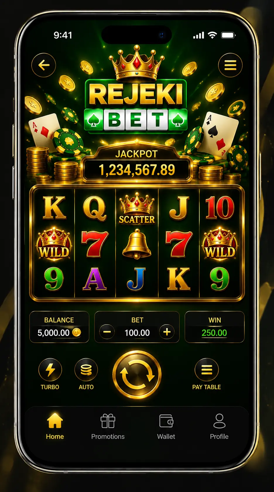 Rejeki Bet slot game dengan tampilan jackpot pada mobile